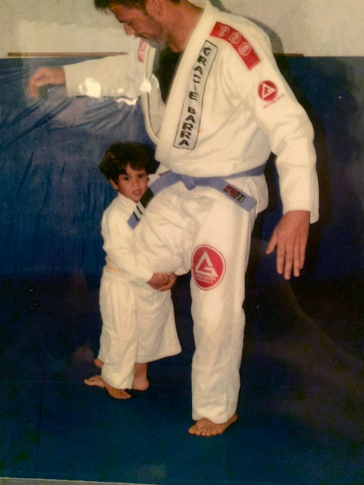 Lucas Goldner at age three with his instructor